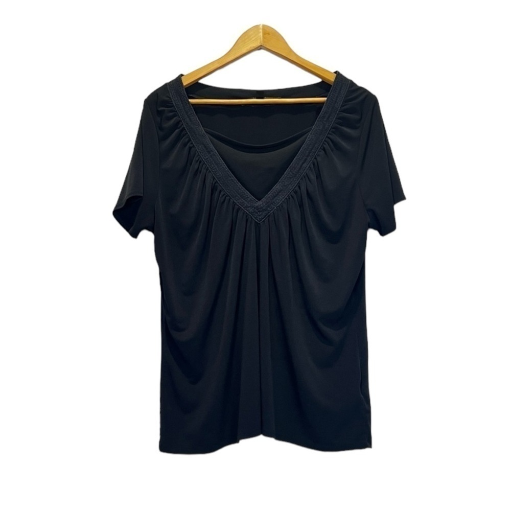 Kasper Sportwear  Black Short Sleeve Tops Size 2X